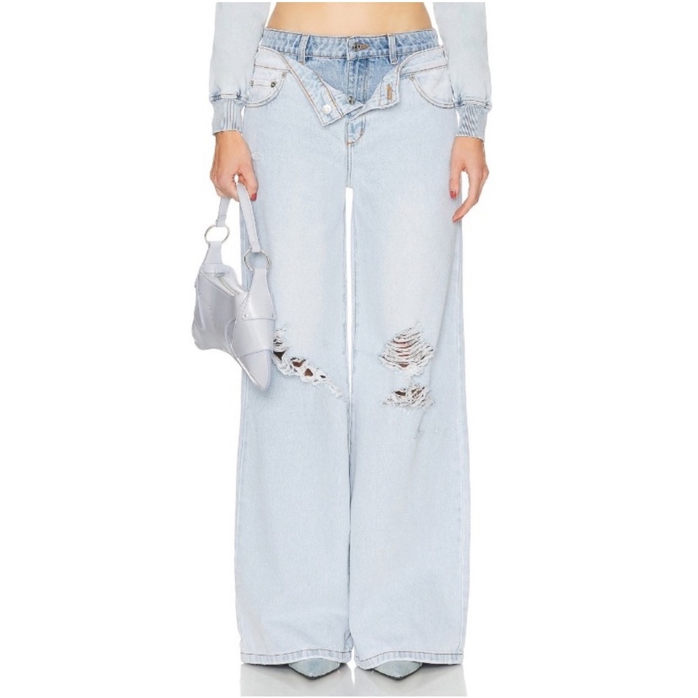 NWT SER.O.YA Saphira Double Waisted Wide Leg Jeans‎ in Skylight Sz 27 $378